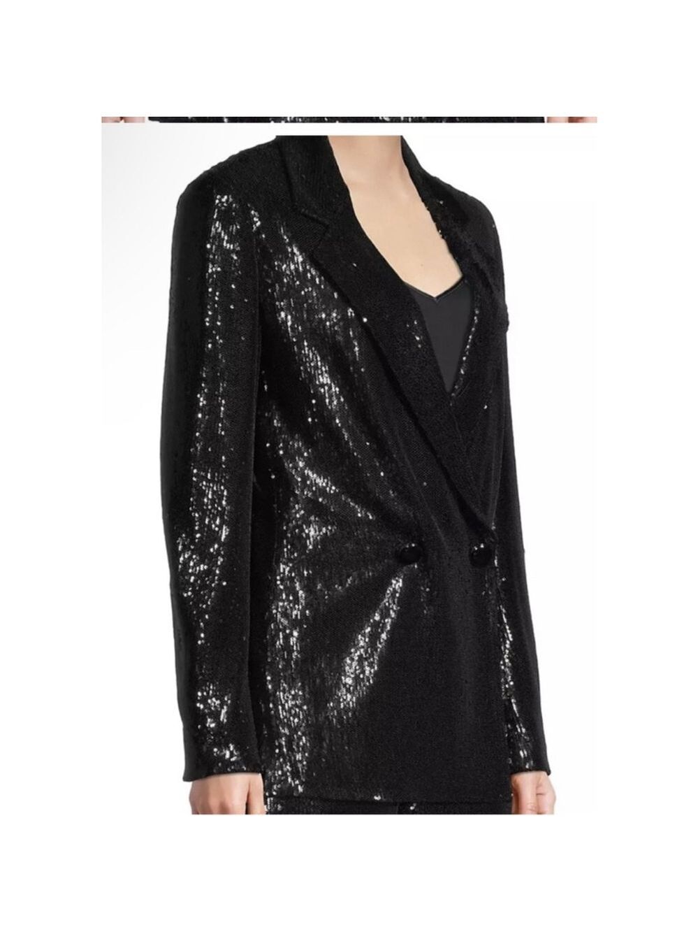 Women's Emporio Armani Blazer Size 46 Black Sequin Was $895 - Picture 3 of 7